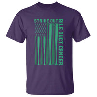 Strike Out Bile Duct Cancer T Shirt Baseball American Flag Hope Gift