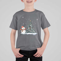Christmas Snowman T Shirt For Kid Funny Snowmen With Christmas Tree - Wonder Print Shop