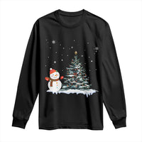 Christmas Snowman Long Sleeve Shirt Funny Snowmen With Christmas Tree - Wonder Print Shop