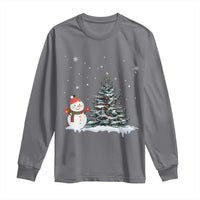 Christmas Snowman Long Sleeve Shirt Funny Snowmen With Christmas Tree - Wonder Print Shop