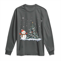 Christmas Snowman Long Sleeve Shirt Funny Snowmen With Christmas Tree - Wonder Print Shop