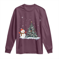 Christmas Snowman Long Sleeve Shirt Funny Snowmen With Christmas Tree - Wonder Print Shop
