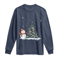 Christmas Snowman Long Sleeve Shirt Funny Snowmen With Christmas Tree - Wonder Print Shop