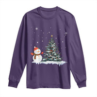 Christmas Snowman Long Sleeve Shirt Funny Snowmen With Christmas Tree - Wonder Print Shop