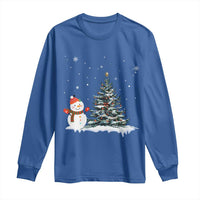 Christmas Snowman Long Sleeve Shirt Funny Snowmen With Christmas Tree - Wonder Print Shop