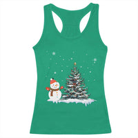 Christmas Snowman Racerback Tank Top Funny Snowmen With Christmas Tree - Wonder Print Shop