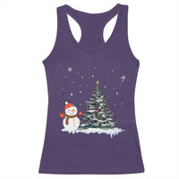 Christmas Snowman Racerback Tank Top Funny Snowmen With Christmas Tree - Wonder Print Shop
