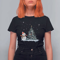 Christmas Snowman T Shirt For Women Funny Snowmen With Christmas Tree - Wonder Print Shop