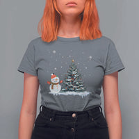 Christmas Snowman T Shirt For Women Funny Snowmen With Christmas Tree - Wonder Print Shop