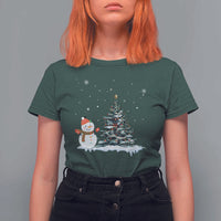 Christmas Snowman T Shirt For Women Funny Snowmen With Christmas Tree - Wonder Print Shop