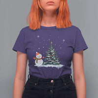 Christmas Snowman T Shirt For Women Funny Snowmen With Christmas Tree - Wonder Print Shop