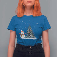 Christmas Snowman T Shirt For Women Funny Snowmen With Christmas Tree - Wonder Print Shop