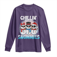 Christmas Snowman Long Sleeve Shirt Chillin With My Snowmies Christmas Snowman - Wonder Print Shop
