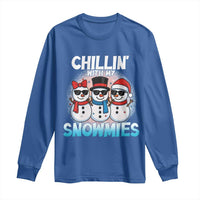 Christmas Snowman Long Sleeve Shirt Chillin With My Snowmies Christmas Snowman - Wonder Print Shop
