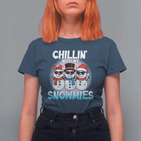 Christmas Snowman T Shirt For Women Chillin With My Snowmies Christmas Snowman - Wonder Print Shop