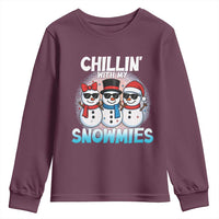 Christmas Snowman Youth Sweatshirt Chillin With My Snowmies Christmas Snowman - Wonder Print Shop