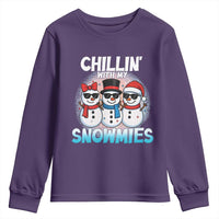 Christmas Snowman Youth Sweatshirt Chillin With My Snowmies Christmas Snowman - Wonder Print Shop