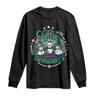 Christmas Snowman Long Sleeve Shirt Chillin With My Snowmies Cute Winter - Wonder Print Shop