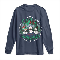 Christmas Snowman Long Sleeve Shirt Chillin With My Snowmies Cute Winter - Wonder Print Shop