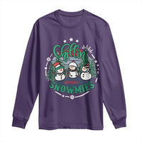 Christmas Snowman Long Sleeve Shirt Chillin With My Snowmies Cute Winter - Wonder Print Shop