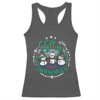 Christmas Snowman Racerback Tank Top Chillin With My Snowmies Cute Winter - Wonder Print Shop