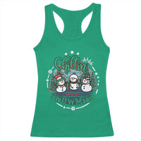 Christmas Snowman Racerback Tank Top Chillin With My Snowmies Cute Winter - Wonder Print Shop