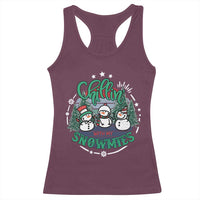 Christmas Snowman Racerback Tank Top Chillin With My Snowmies Cute Winter - Wonder Print Shop