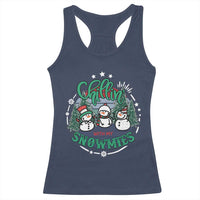 Christmas Snowman Racerback Tank Top Chillin With My Snowmies Cute Winter - Wonder Print Shop