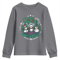 Christmas Snowman Youth Sweatshirt Chillin With My Snowmies Cute Winter - Wonder Print Shop