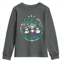 Christmas Snowman Youth Sweatshirt Chillin With My Snowmies Cute Winter - Wonder Print Shop