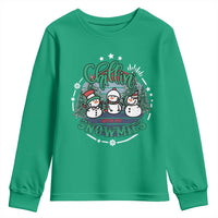 Christmas Snowman Youth Sweatshirt Chillin With My Snowmies Cute Winter - Wonder Print Shop