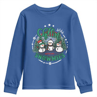 Christmas Snowman Youth Sweatshirt Chillin With My Snowmies Cute Winter - Wonder Print Shop