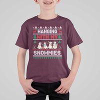 Christmas Snowman T Shirt For Kid Hanging With My Snowmies Merry Xmas - Wonder Print Shop