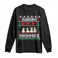 Christmas Snowman Long Sleeve Shirt Hanging With My Snowmies Merry Xmas - Wonder Print Shop