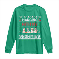 Christmas Snowman Long Sleeve Shirt Hanging With My Snowmies Merry Xmas - Wonder Print Shop