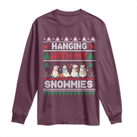Christmas Snowman Long Sleeve Shirt Hanging With My Snowmies Merry Xmas - Wonder Print Shop