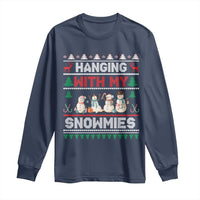 Christmas Snowman Long Sleeve Shirt Hanging With My Snowmies Merry Xmas - Wonder Print Shop