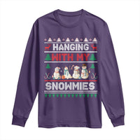 Christmas Snowman Long Sleeve Shirt Hanging With My Snowmies Merry Xmas - Wonder Print Shop