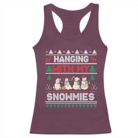 Christmas Snowman Racerback Tank Top Hanging With My Snowmies Merry Xmas - Wonder Print Shop