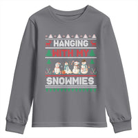 Christmas Snowman Youth Sweatshirt Hanging With My Snowmies Merry Xmas - Wonder Print Shop