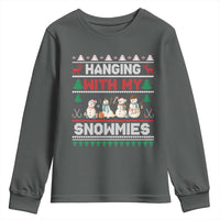 Christmas Snowman Youth Sweatshirt Hanging With My Snowmies Merry Xmas - Wonder Print Shop