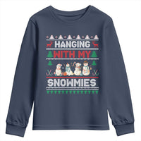 Christmas Snowman Youth Sweatshirt Hanging With My Snowmies Merry Xmas - Wonder Print Shop