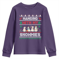 Christmas Snowman Youth Sweatshirt Hanging With My Snowmies Merry Xmas - Wonder Print Shop