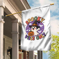 Cute Halloween Ghost Garden Flag Spooky Vibes Only With Pumpkin - Wonder Print Shop