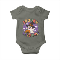 Cute Halloween Ghost Baby Onesie Spooky Vibes Only With Pumpkin - Wonder Print Shop