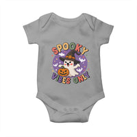 Cute Halloween Ghost Baby Onesie Spooky Vibes Only With Pumpkin - Wonder Print Shop