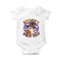 Cute Halloween Ghost Baby Onesie Spooky Vibes Only With Pumpkin - Wonder Print Shop