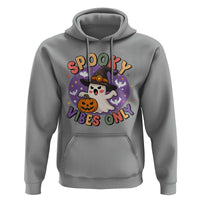 Cute Halloween Ghost Hoodie Spooky Vibes Only With Pumpkin - Wonder Print Shop
