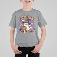 Cute Halloween Ghost T Shirt For Kid Spooky Vibes Only With Pumpkin - Wonder Print Shop