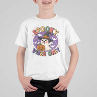 Cute Halloween Ghost T Shirt For Kid Spooky Vibes Only With Pumpkin - Wonder Print Shop
